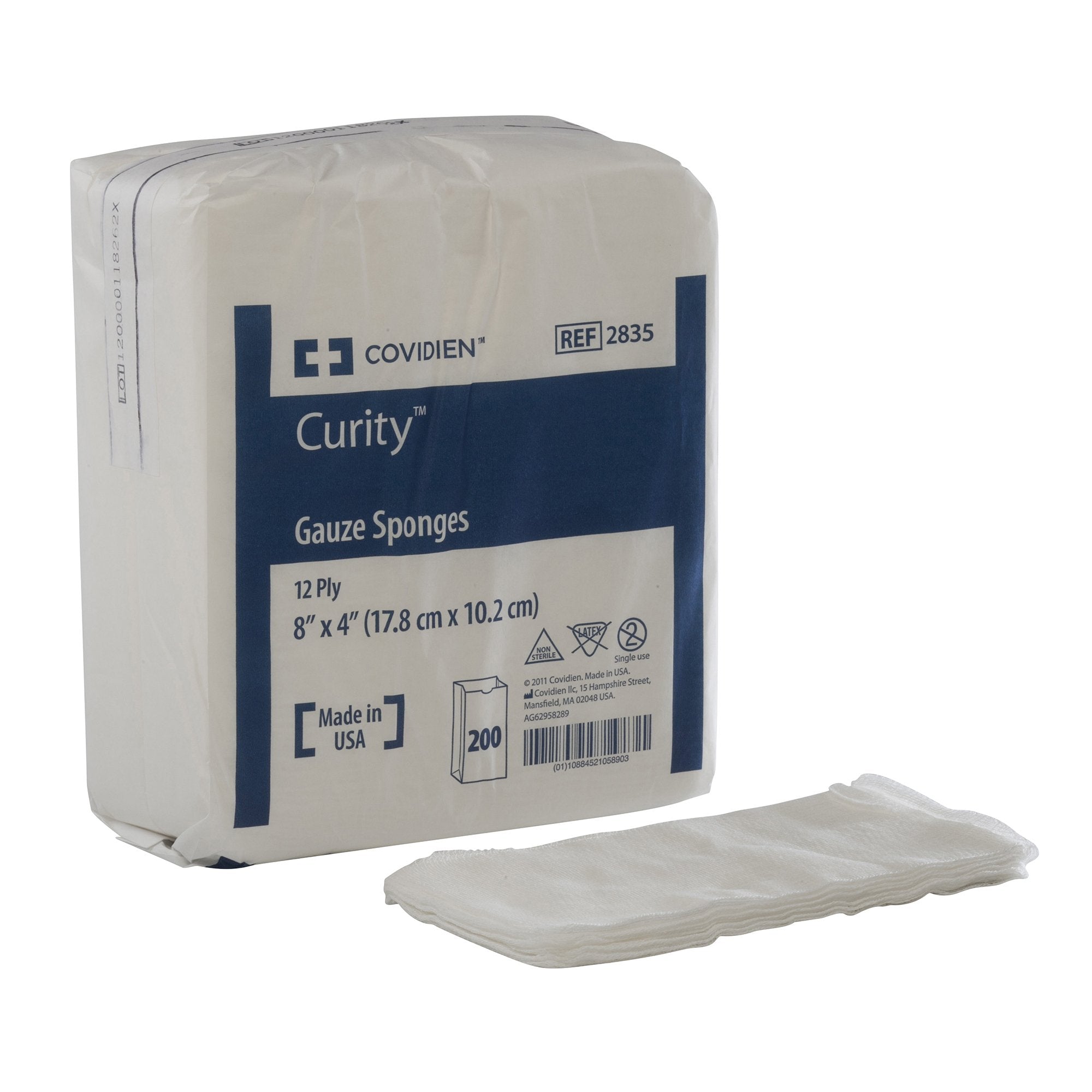 Cardinal Curity USP Type VII Gauze Sponge, 4 x 8 Inch, 12-Ply (2000/CS)