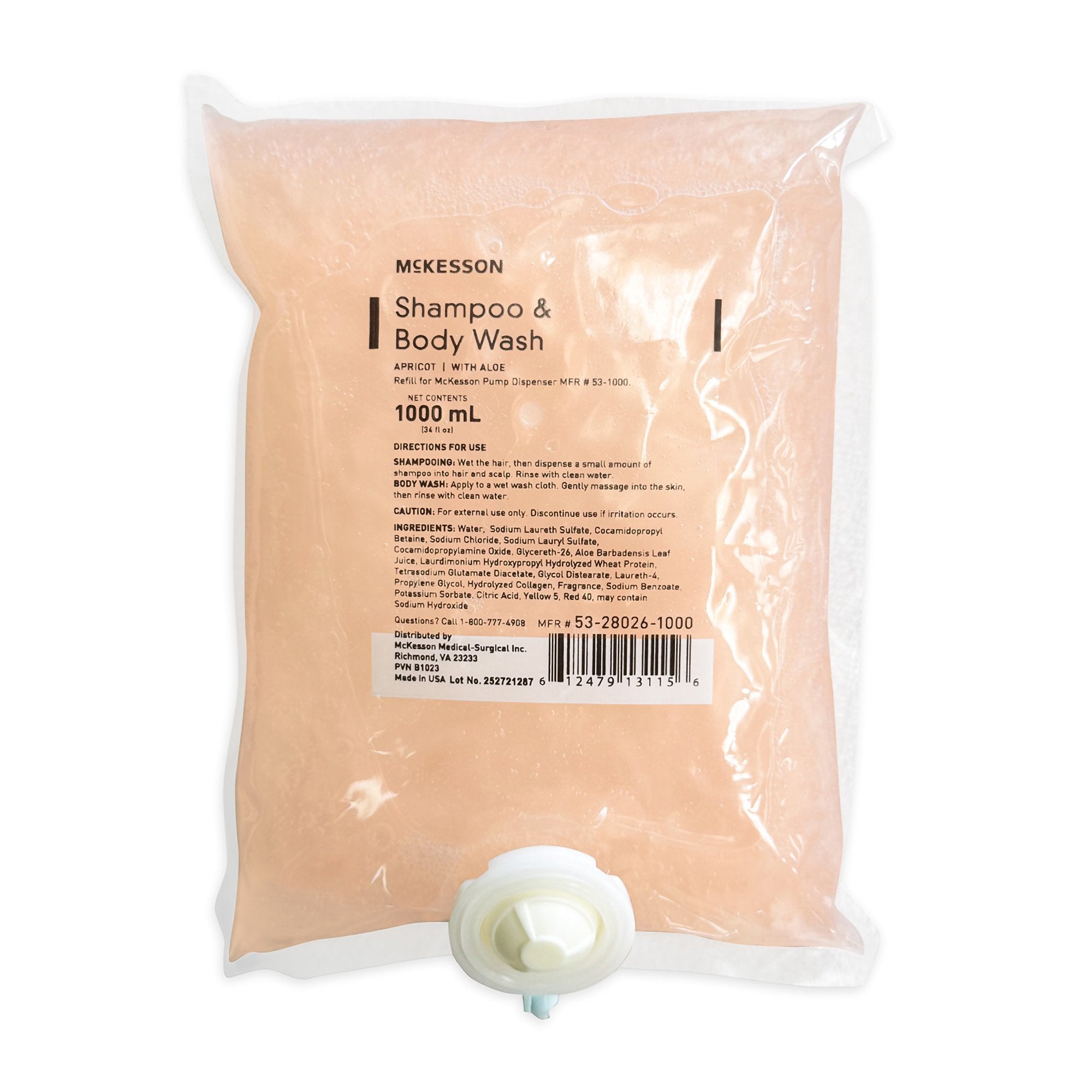 McKesson Brand McKesson Shampoo and Body Wash, 1000 mL Dispenser Refill Bag (10/CS)