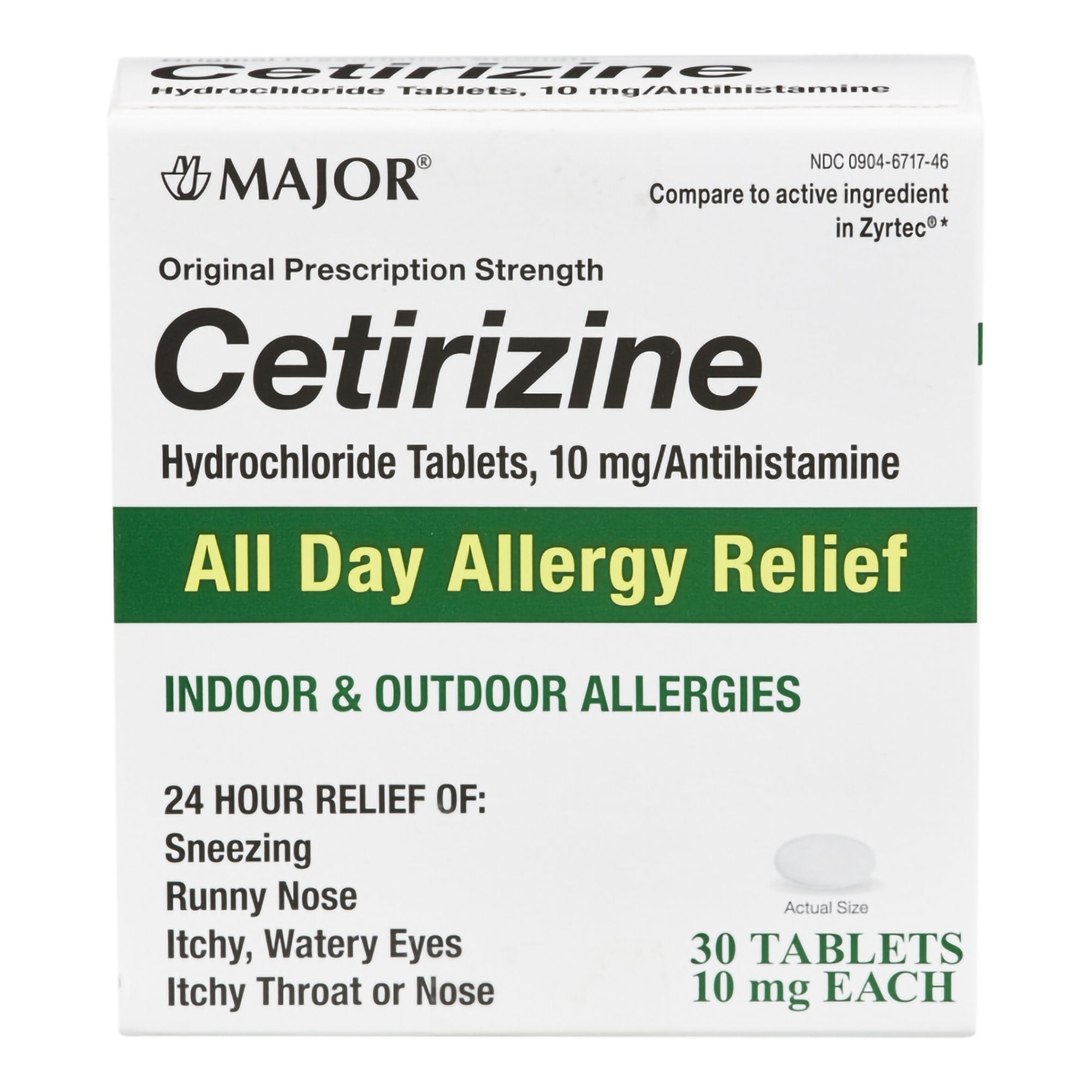 Major Pharmaceuticals Major Cetirizine Antihistamine