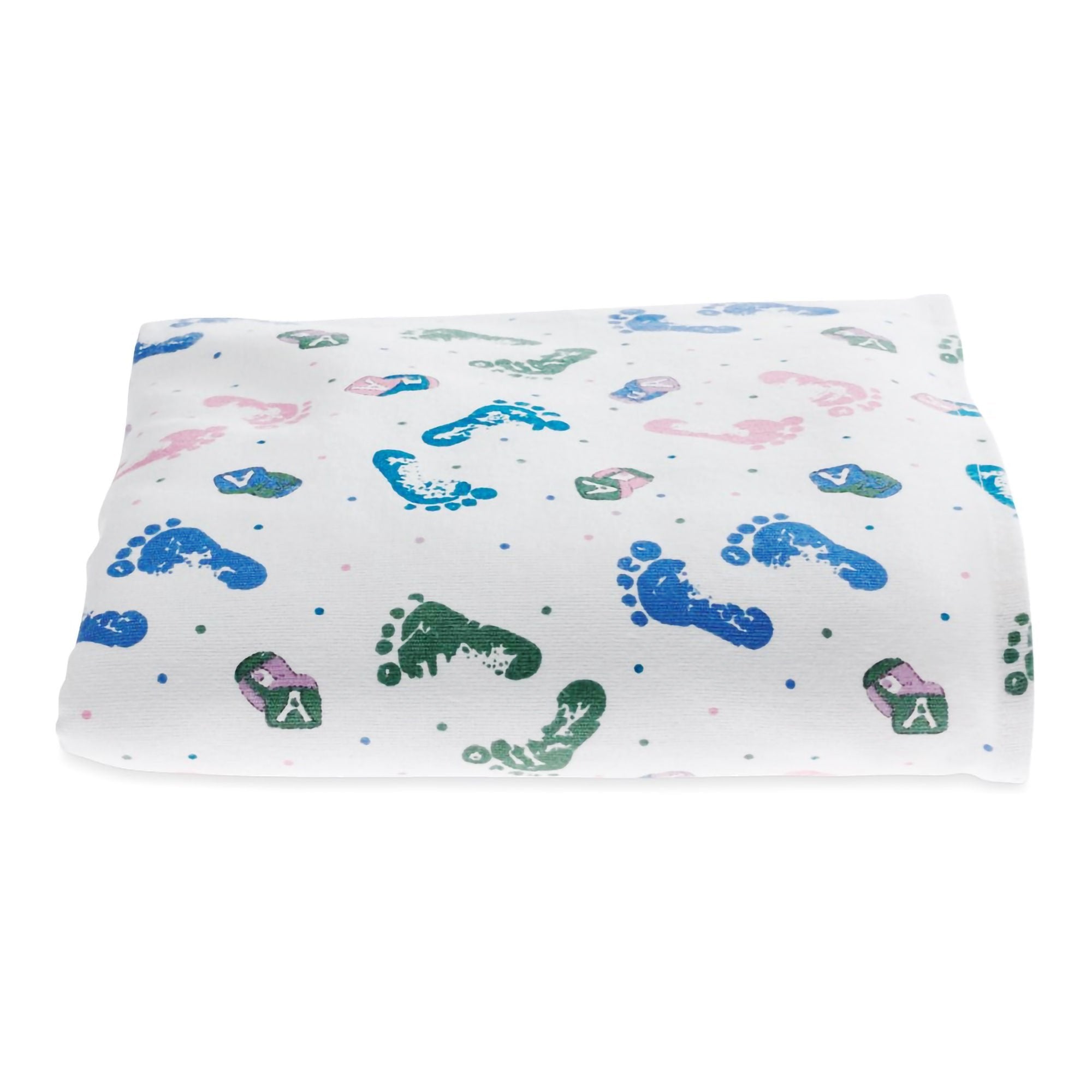 Baby Blanket Kuddle-Up 34 X 40 Inch Cotton Baby Footprint Print (Each)