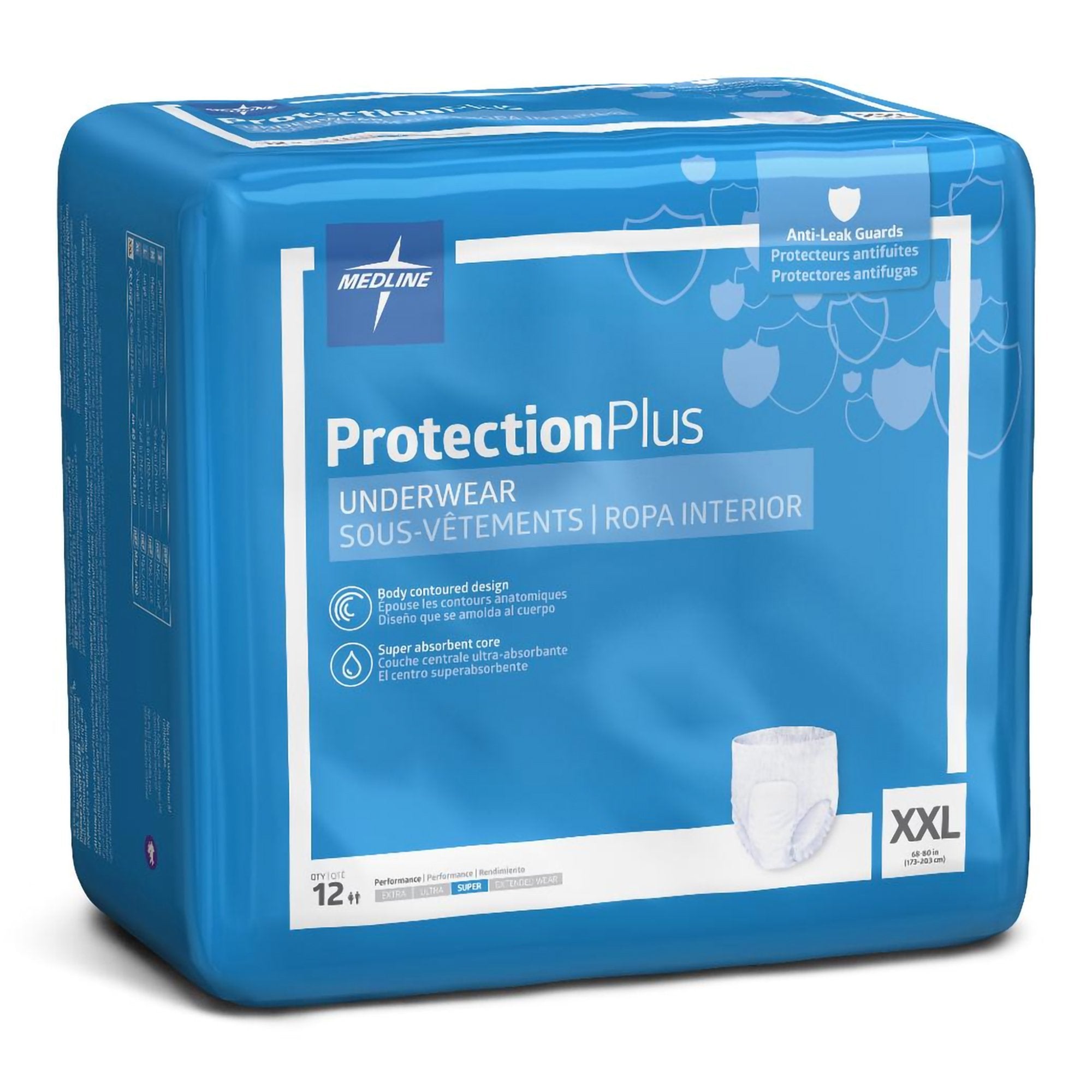 Medline Absorbent Underwear FitRight Super Pull On with Tear Away Seams Adult 2X-Large Unisex Disposable Heavy Absorbency (MSC33700 / CS)
