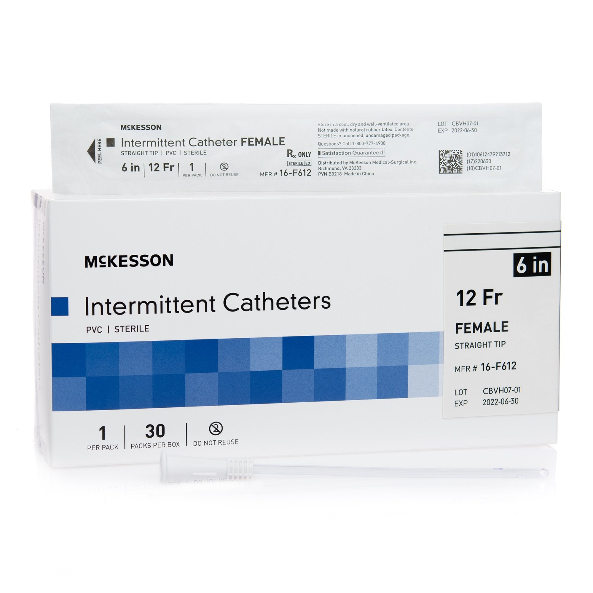 Urethral Catheter McKesson Straight Tip Uncoated PVC 12 Fr. 6 Inch Length