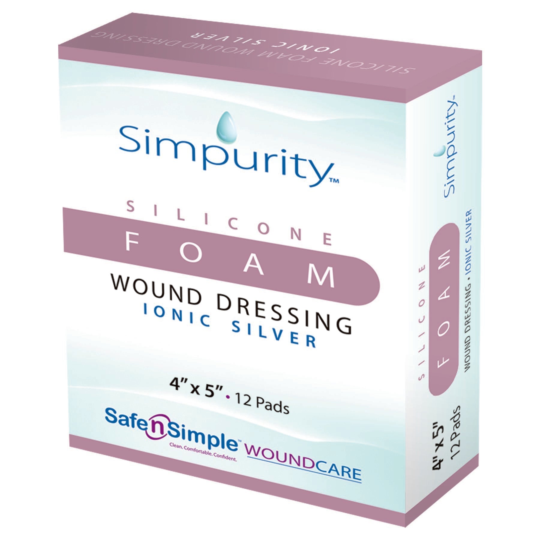 Silver Foam Dressing Simpurity 4 X 5 Inch Rectangle Sterile