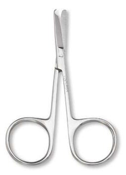 Medline Suture Scissors Centurion Lil' Tips Littauer 3-1/2 Inch Length Floor / Office Grade Stainless Steel Sterile Finger Ring Handle Straight Blunt Tip / Blunt Tip (66845 / CS)