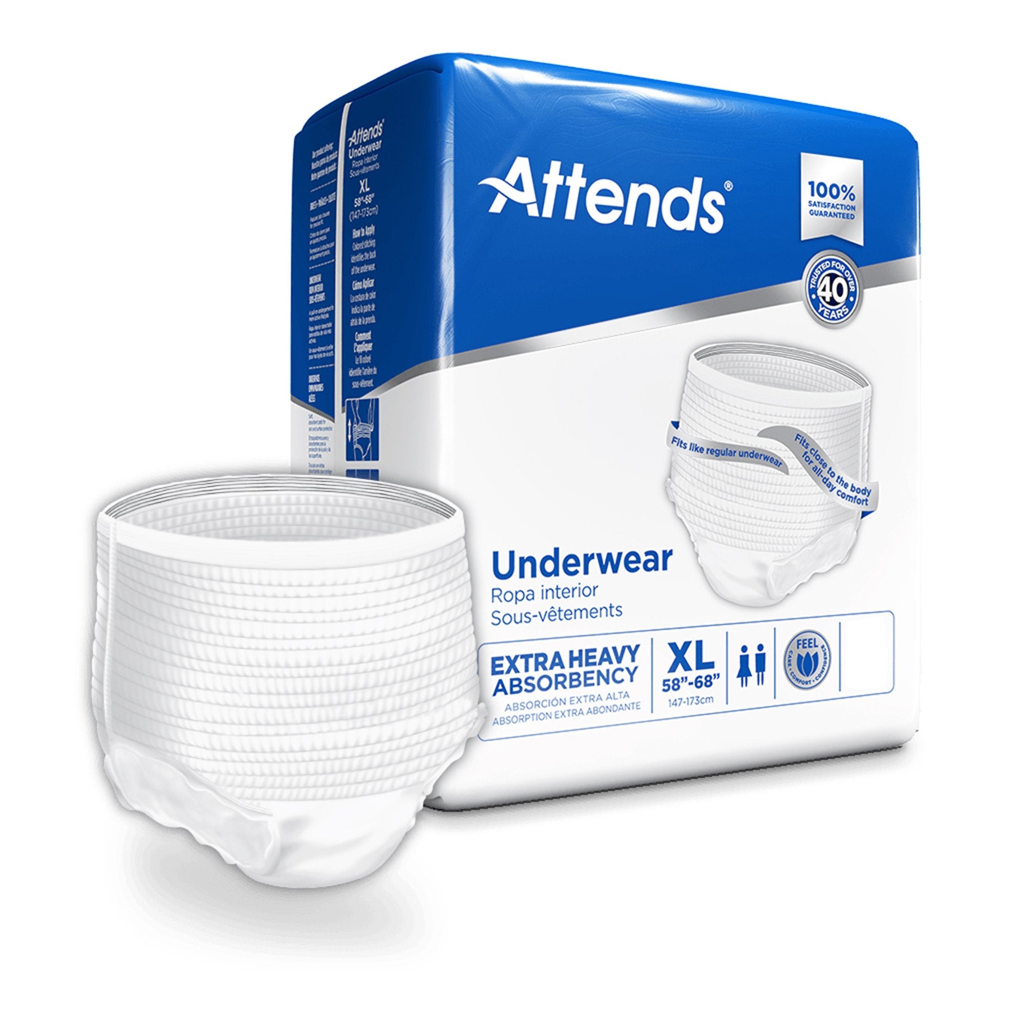Attends Healthcare Products Attends Care Adult Absorbent Underwear, Heavy Absorbency, X-Large, White (100/CS)