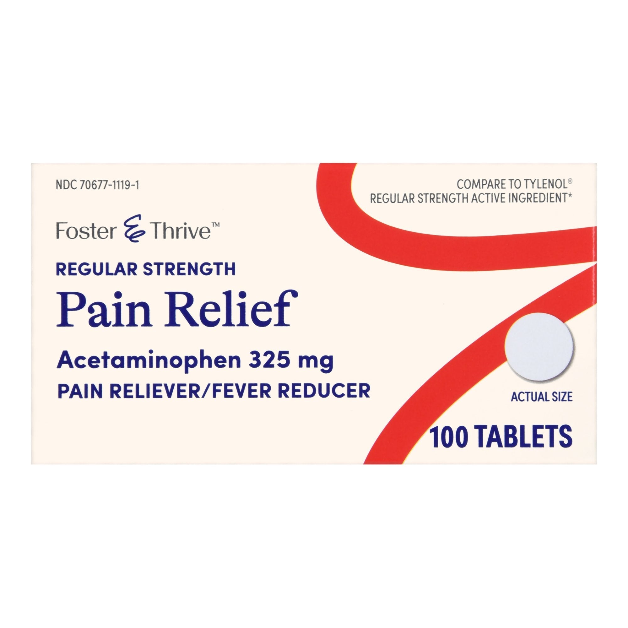 Pain Relief Foster & Thrive 325 mg Strength Acetaminophen Tablet 100 per Bottle