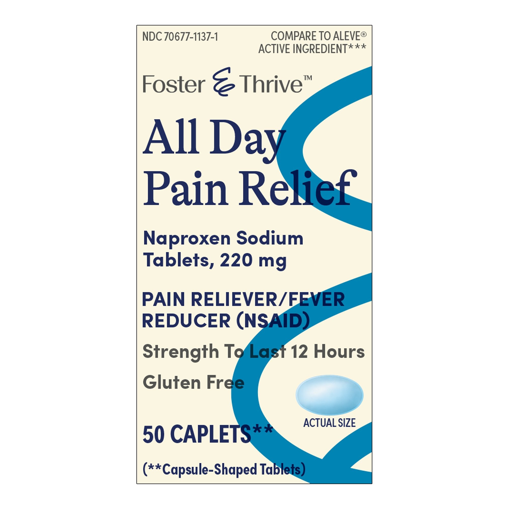 Pain Relief Foster & Thrive 220 mg Strength Naproxen Sodium Tablet 50 per Bottle