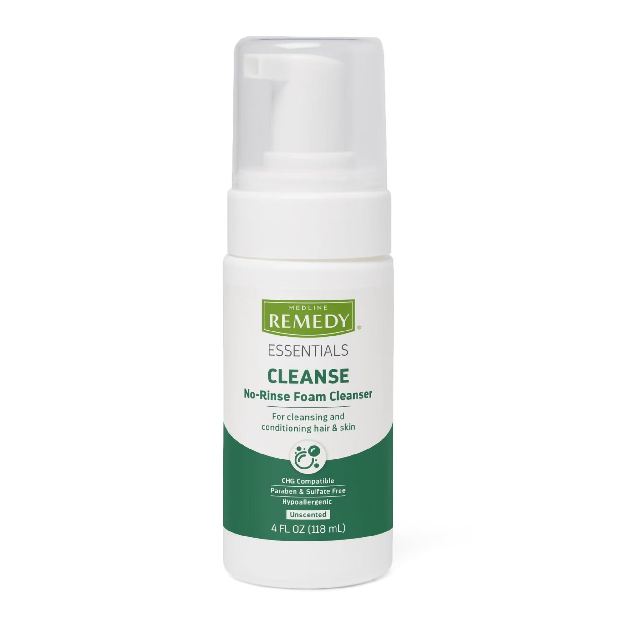 Rinse-Free Cleanser Medline Remedy Essential Foaming 4 oz. Pump Bottle Unscented (24/CS)
