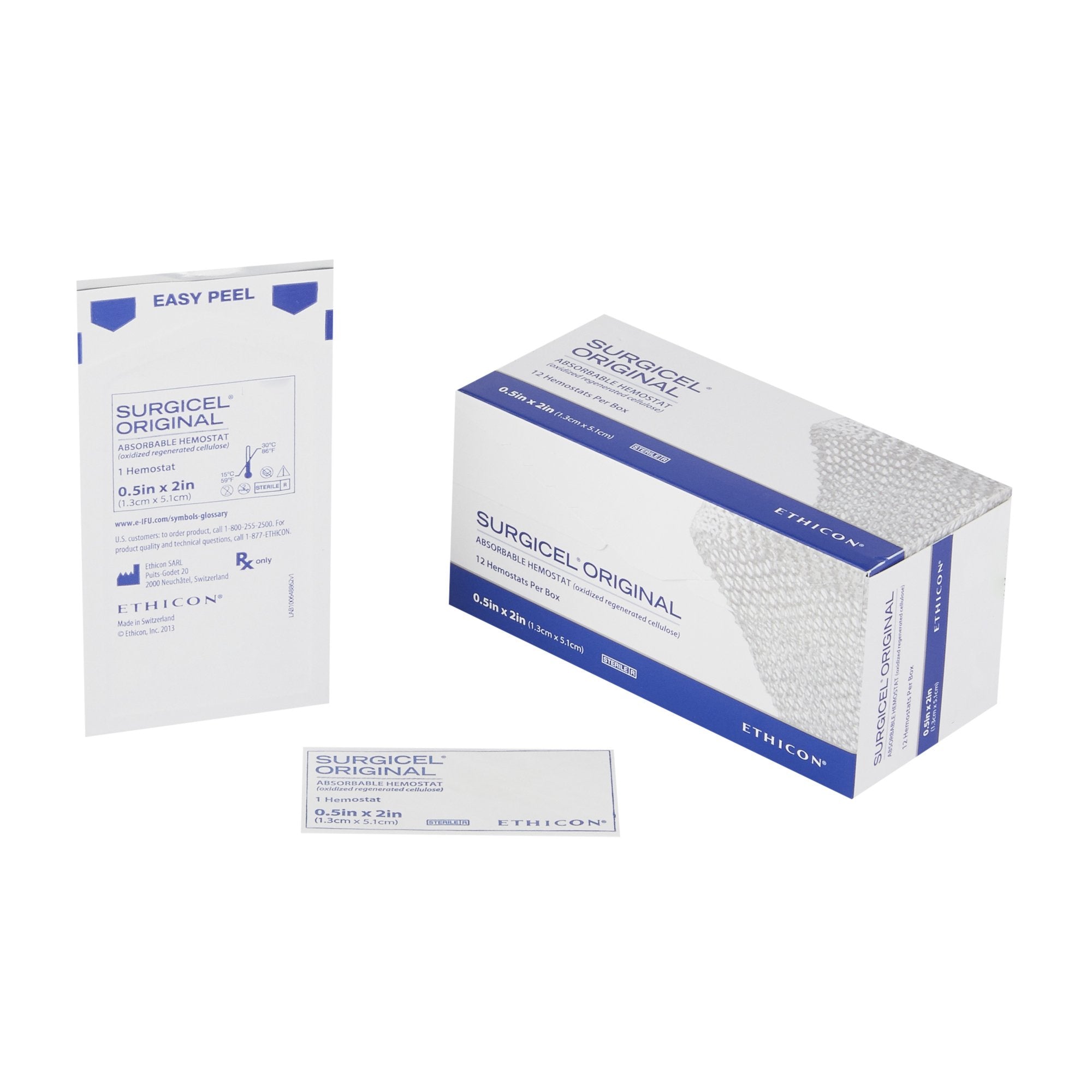 Absorbable Hemostatic Dressing SURGICEL Original 1/2 X 2 Inch 12 Count Sterile