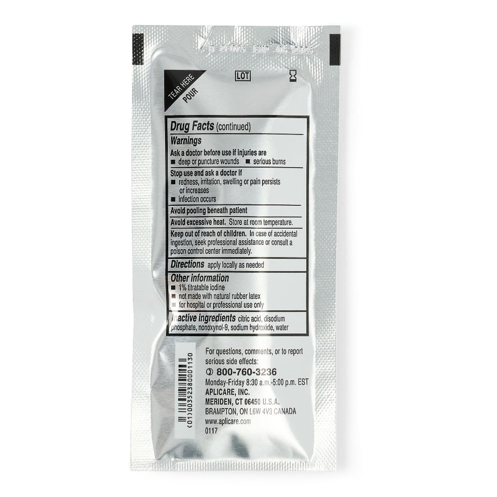 Skin Prep Solution Aplicare 3/4 oz. Individual Packet 10% Strength Povidone-Iodine NonSterile (100/CS)
