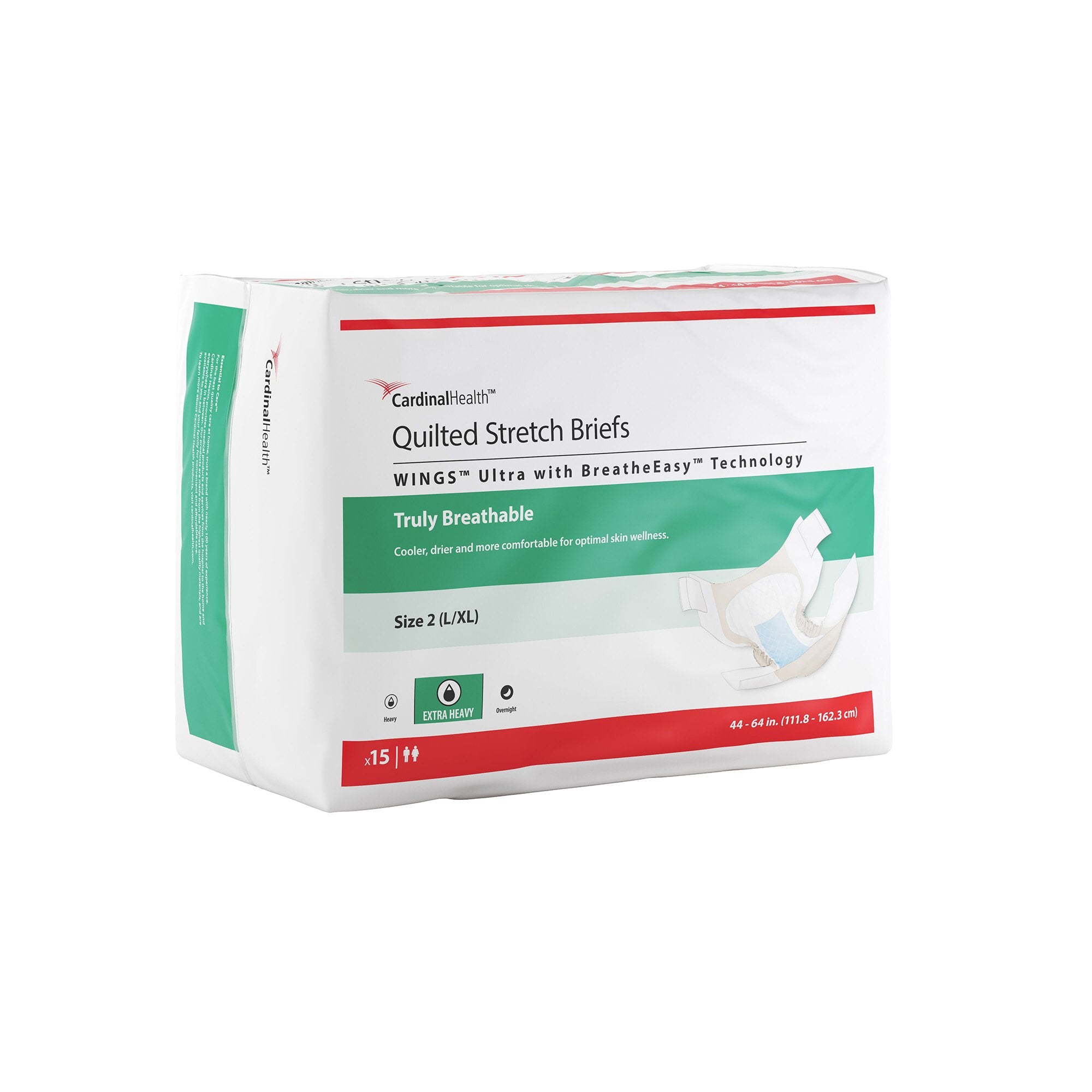 Cardinal Incontinence Brief Wings Ultra Size 2 Unisex Disposable Heavy Absorbency (60/CS)