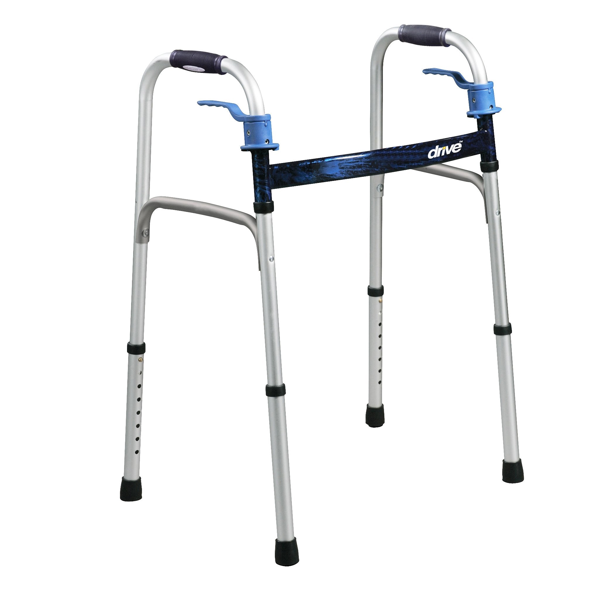 drive Deluxe Aluminum Dual Release Folding Walker, 32 – 39 Inch Height (Case of 4)