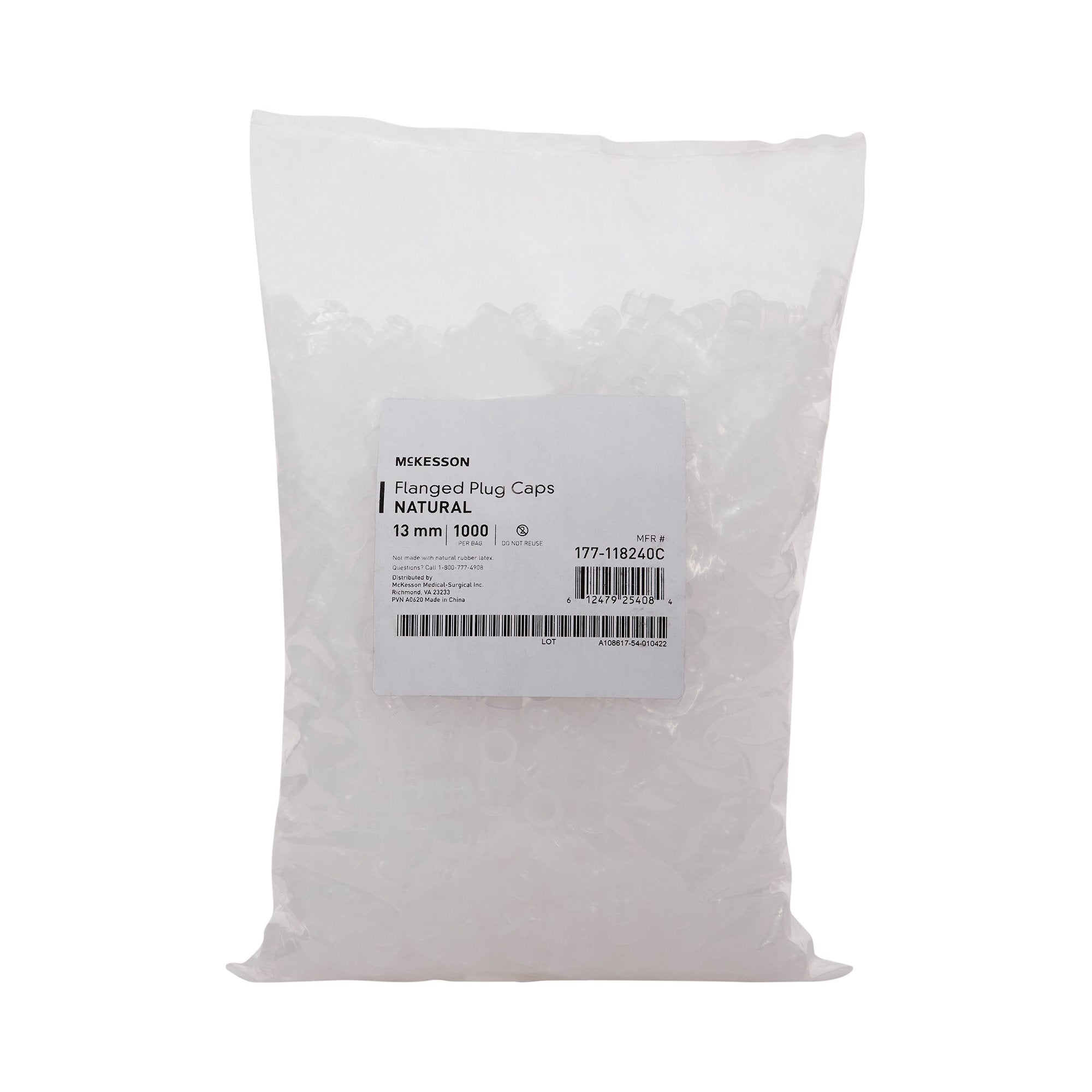 McKesson Brand McKesson Flanged Plug Cap, Colorless, Polyethylene, for use with 13 mm Tubes (20000/CS)