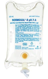 Normosol-R pH 7.4 Sodium Chloride / Sodium Acetate / Sodium Gluconate / Potassium Chloride / Magnesium Chloride 526 mg - 222 mg - 502 mg - 37 mg - 30 mg / 100 mL IV Solution 500 mL
