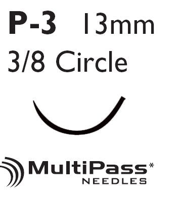 Nonabsorbable Suture with Needle Mersilene Polyester P-3 3/8 Circle Precision Reverse Cutting Needle Size 4-0 Braided