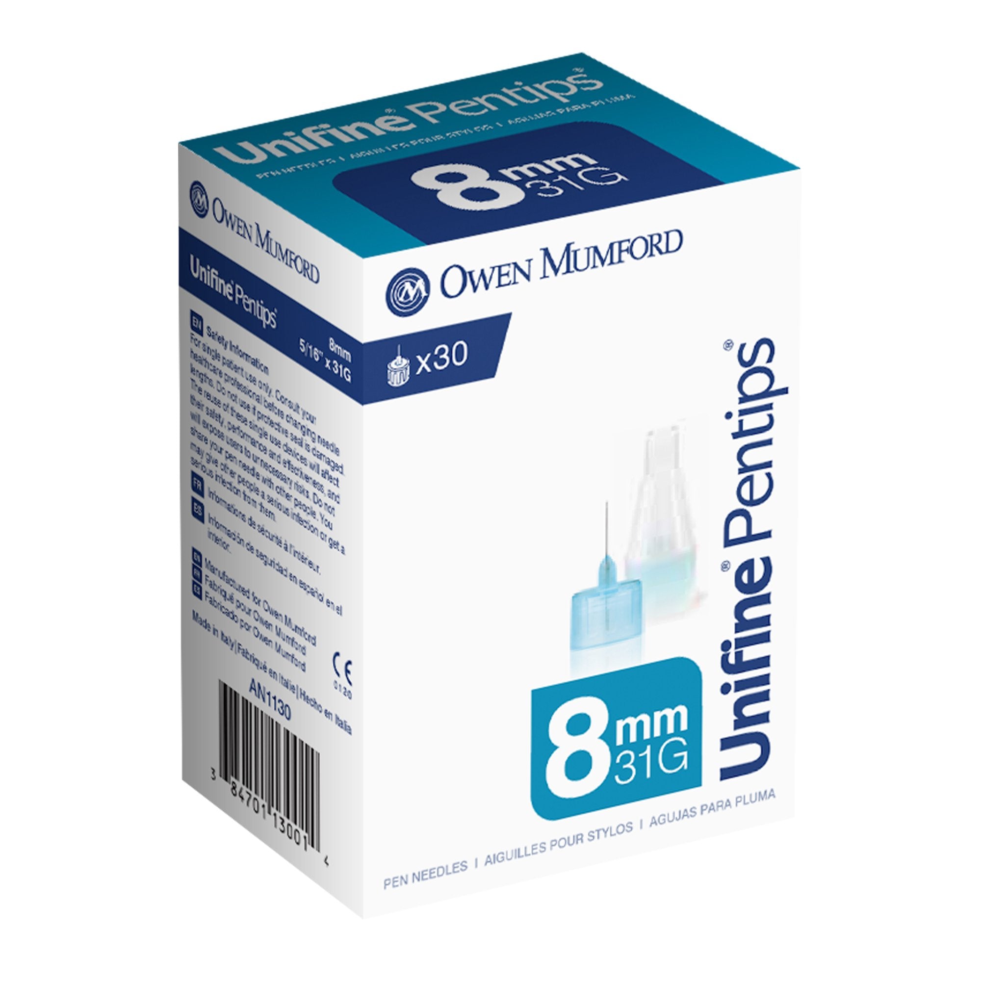 Unifine Pentips Standard Insulin Pen Needle, 31 Gauge, 8 mm Length (1500/CS)