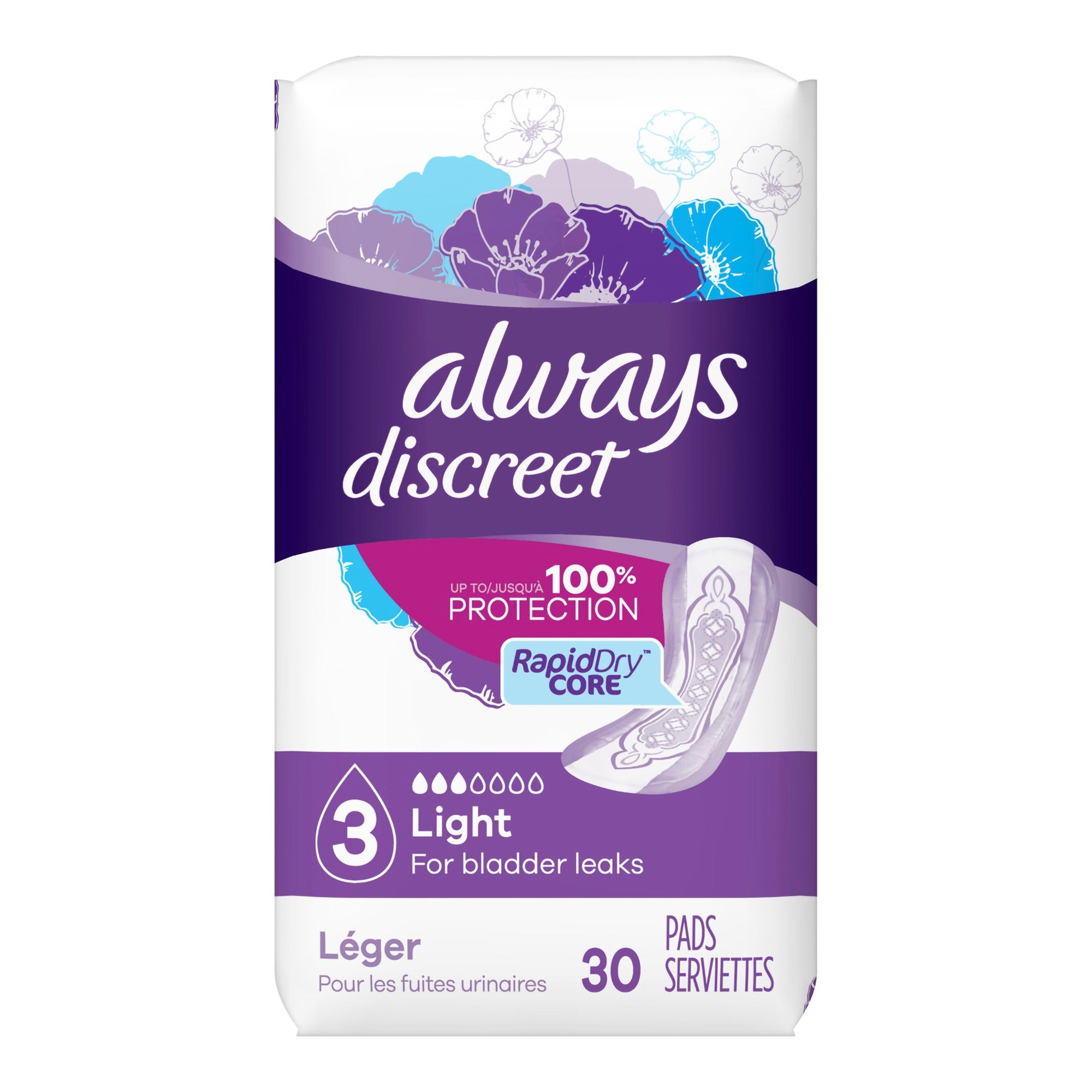Procter & Gamble Always Discreet Bladder Control Pad, Size 3 (90/CS)