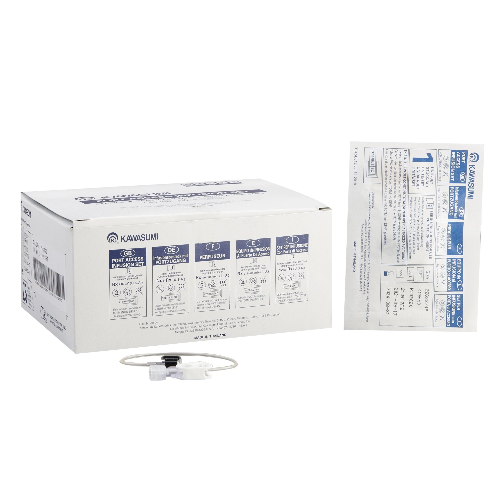 Huber Infusion Set Kawasumi 22 Gauge 3/4 Inch 8 Inch Tubing Without Port