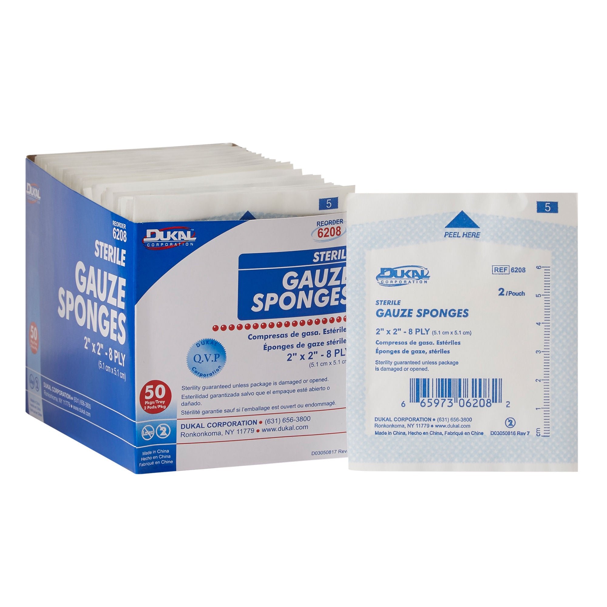 Gauze Sponge Dukal 2 X 2 Inch 8-Ply Sterile 2 per Pack (Case of 20)