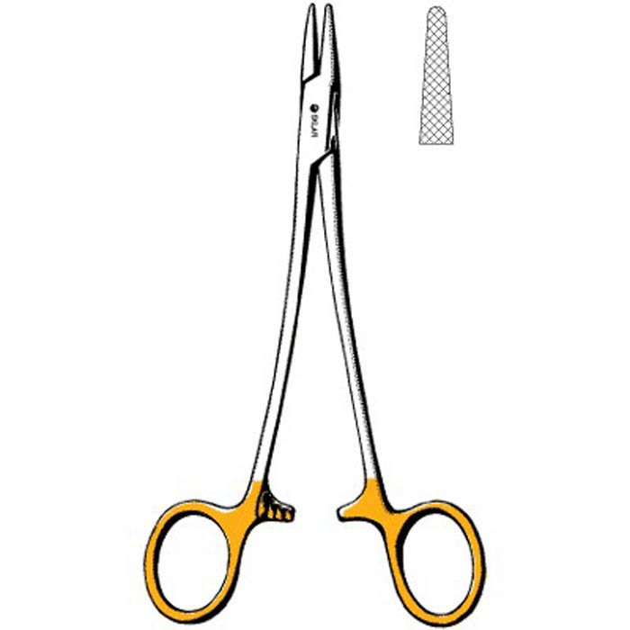 Needle Holder Sklar TC Mayo-Hegar 10-1/2 Inch Length Straight Serrated Tips Finger Ring Handle