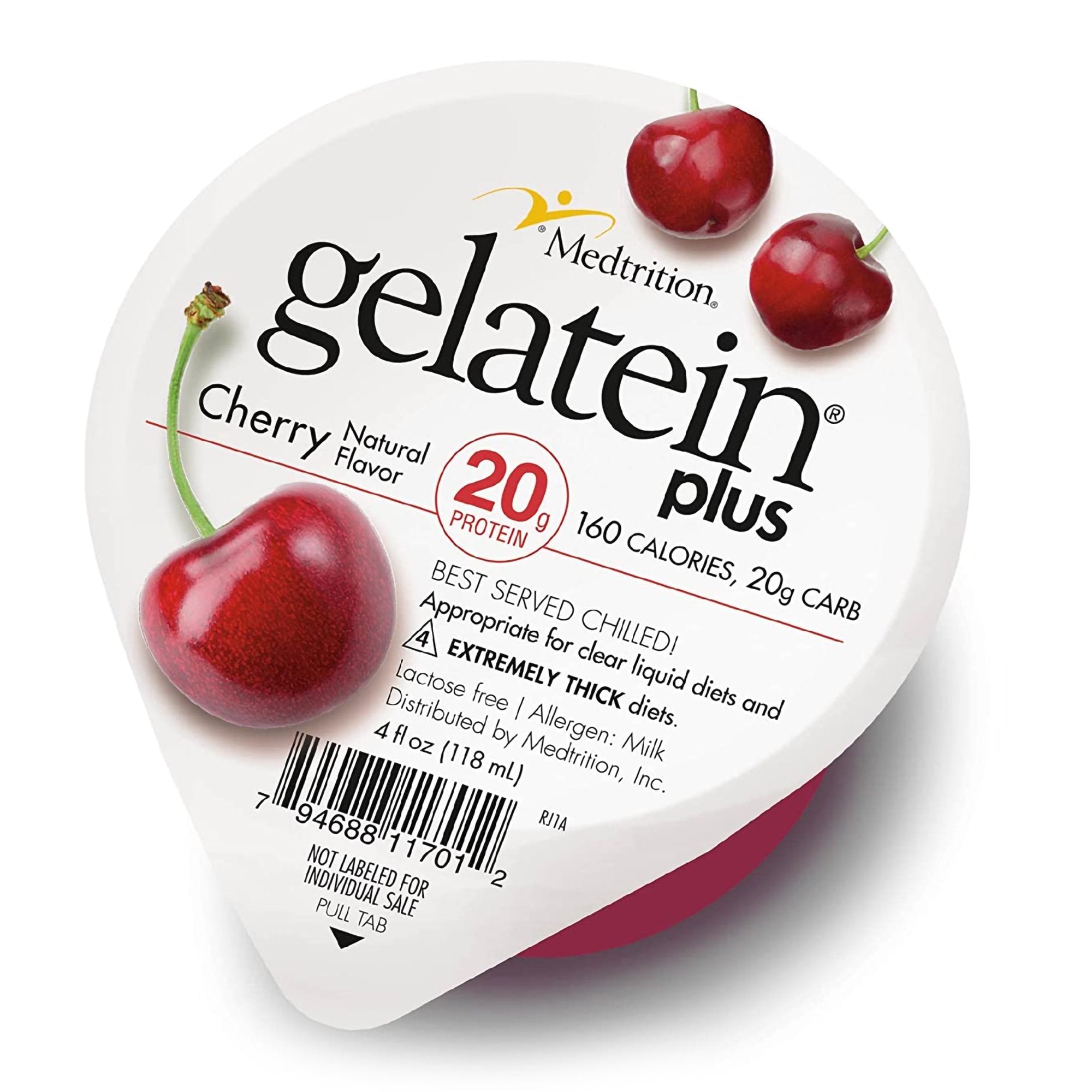 Medtrition/National Nutrition Gelatein Plus Cherry High Protein Gelatin, 4-ounce cup (36/CS)