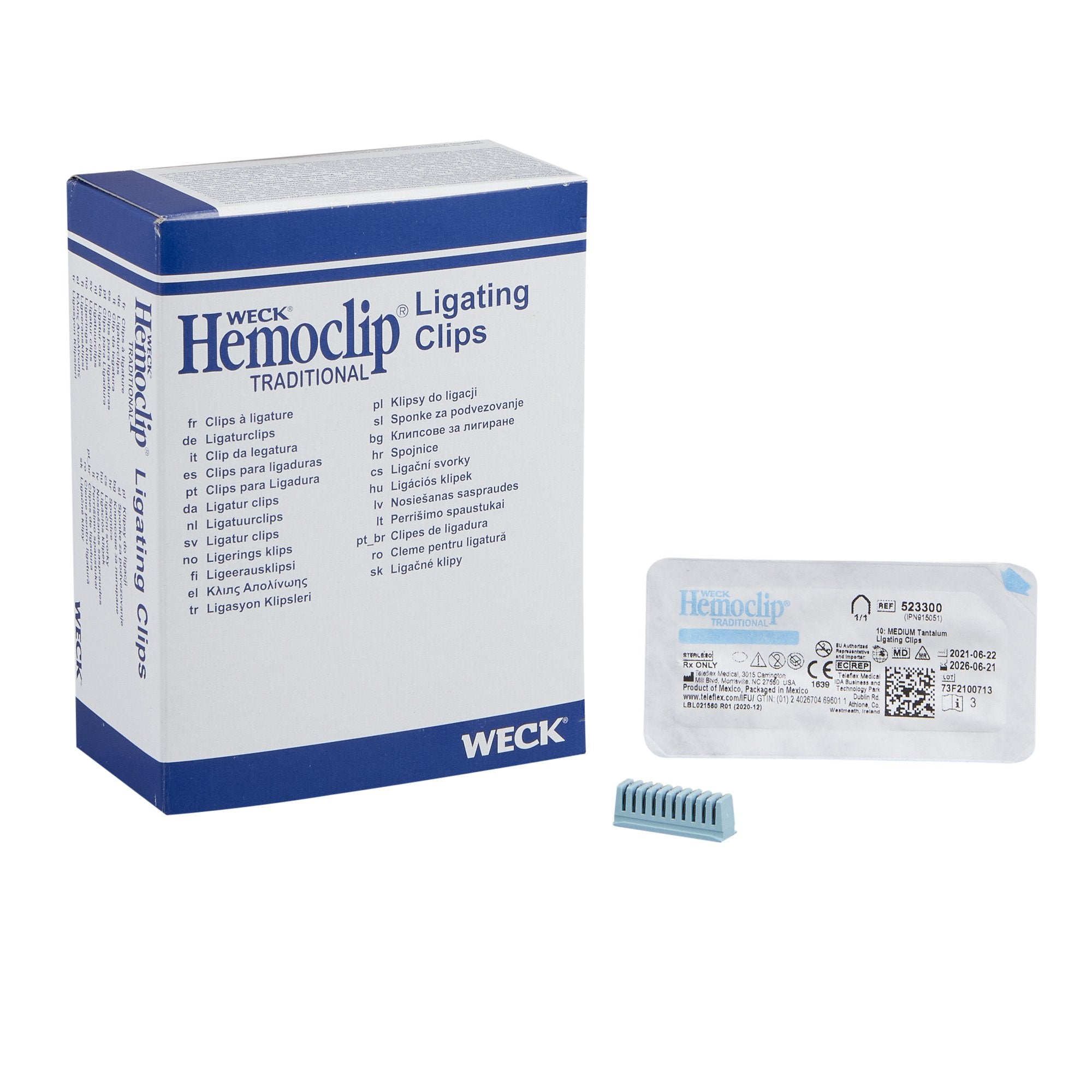 Ligating Clip Hemoclip Traditional Style Tantalum Medium Blue Clip 10 Clips (Box)