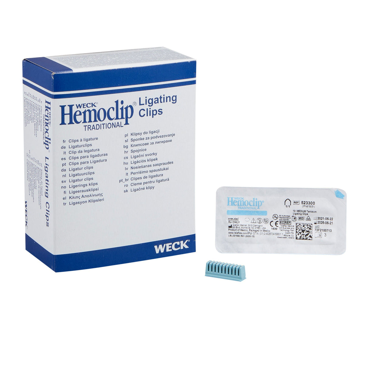 Ligating Clip Hemoclip Traditional Style Tantalum Medium Blue Clip 10 Clips (Box)