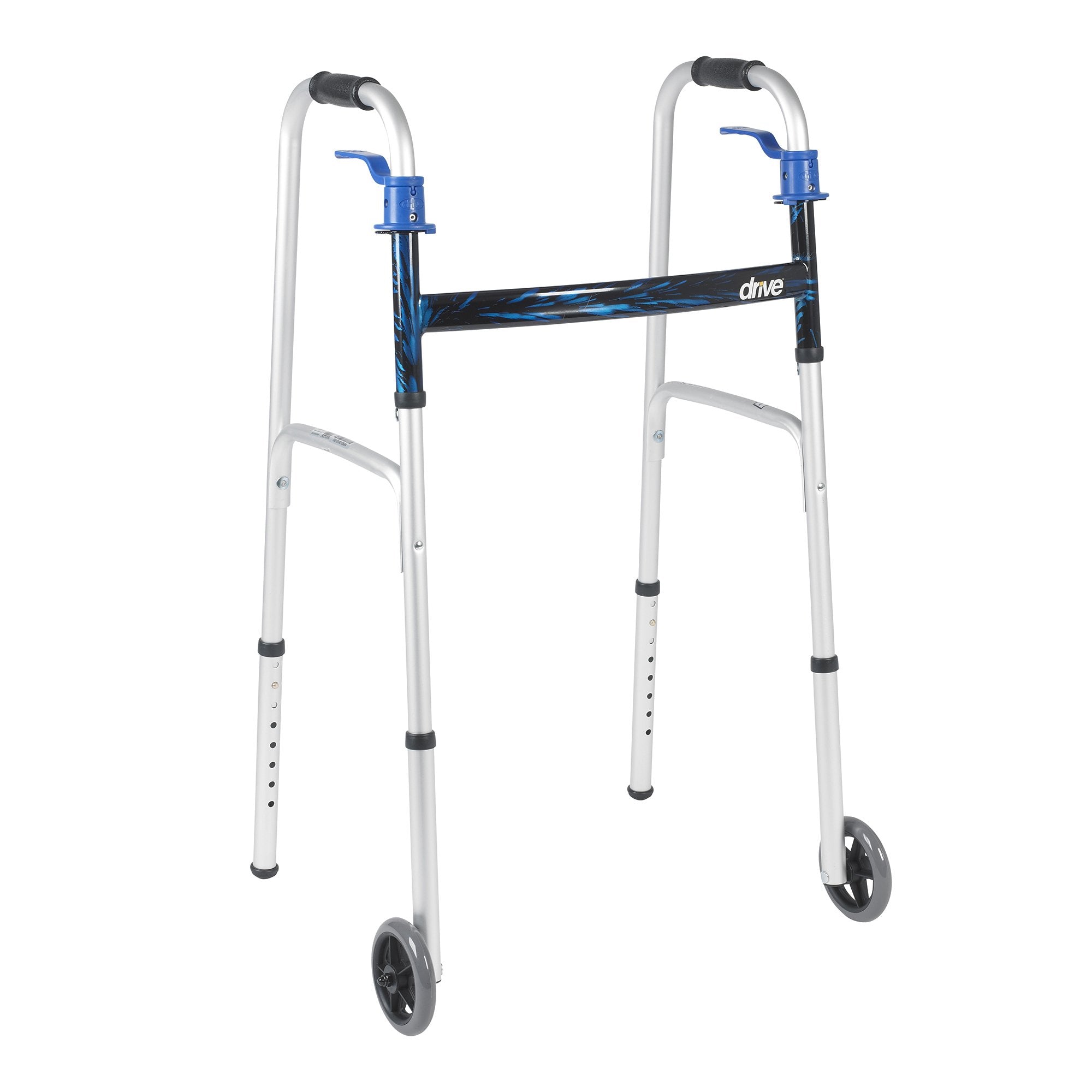 Drive DeVilbiss Healthcare drive Aluminum Dual Release Folding Walker, 32 – 39 Inch Height
