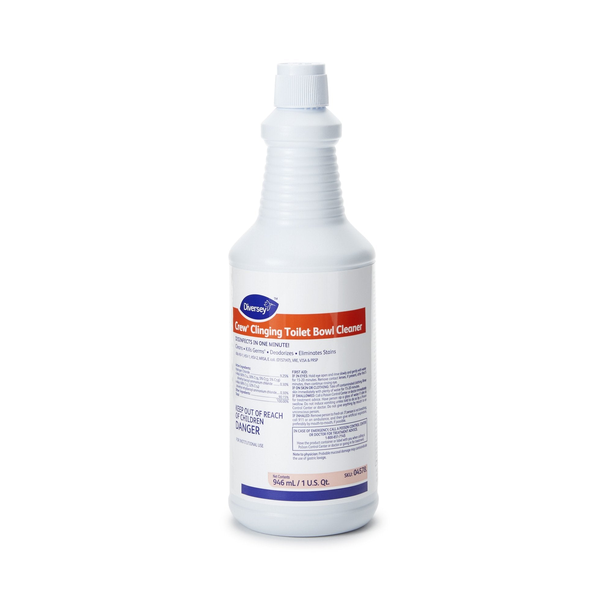 Toilet Bowl Cleaner Diversey Crew Acid Based Manual Squeeze Liquid 32 oz. Bottle Floral Scent NonSterile