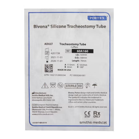 TUBE TRACHEOSTOMY UNCUFFEDBIVONA 6.0MM ADULT