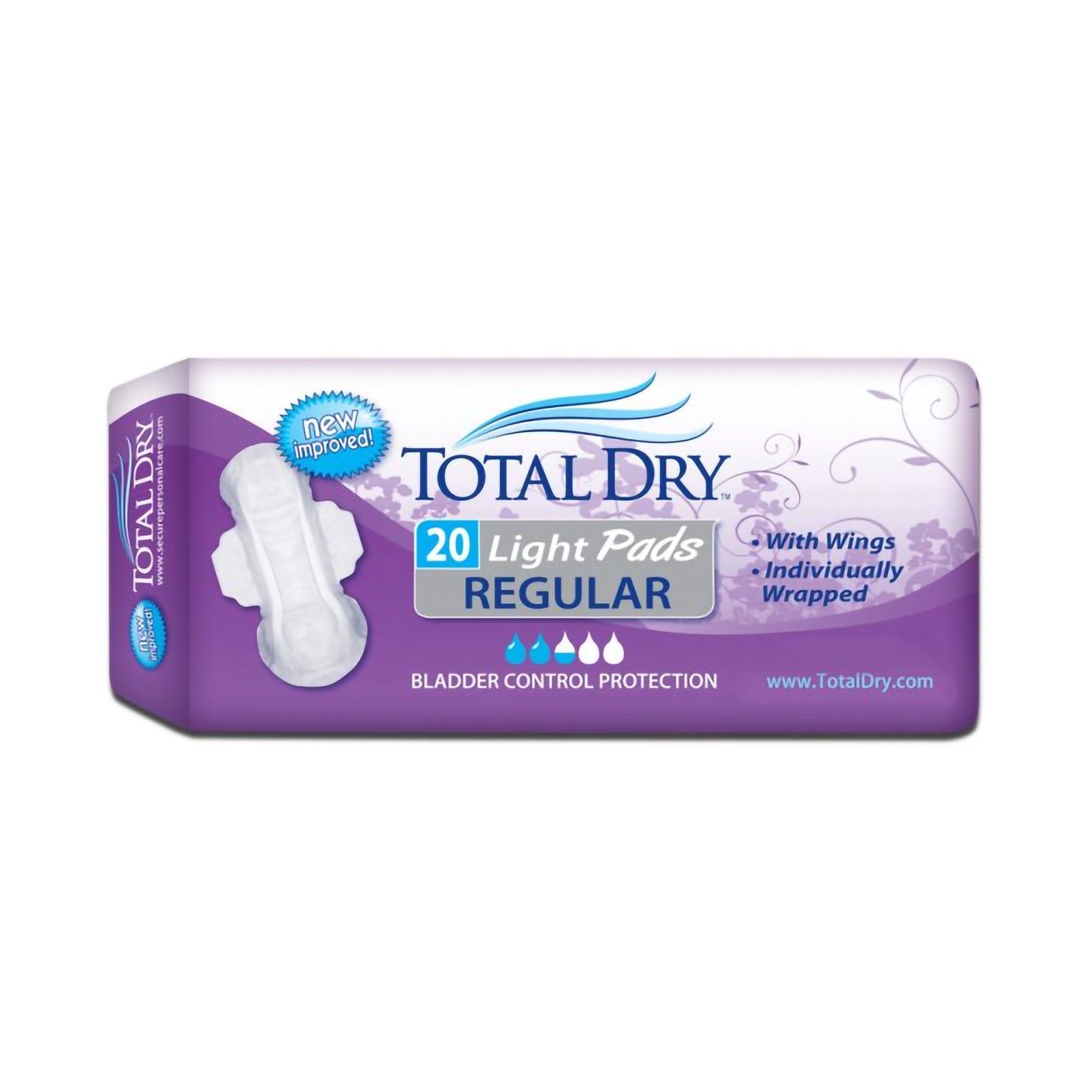 Secure Personal Care Products TotalDry Light Absorbency Bladder Control Pad, 11-Inch Length (180/CS)
