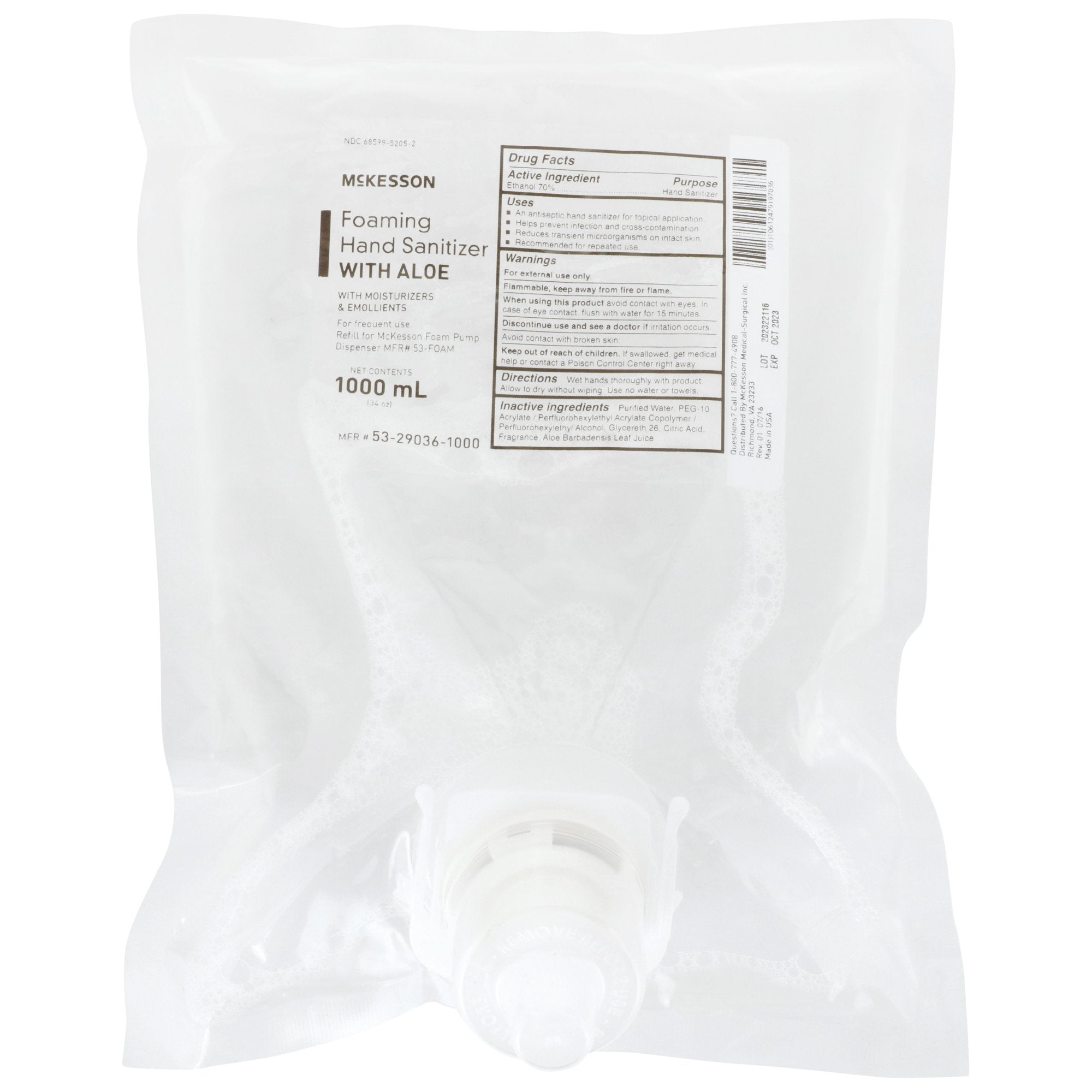 McKesson Brand McKesson Foaming Hand Sanitizer with Aloe 1000 mL, Refill (4/CS)