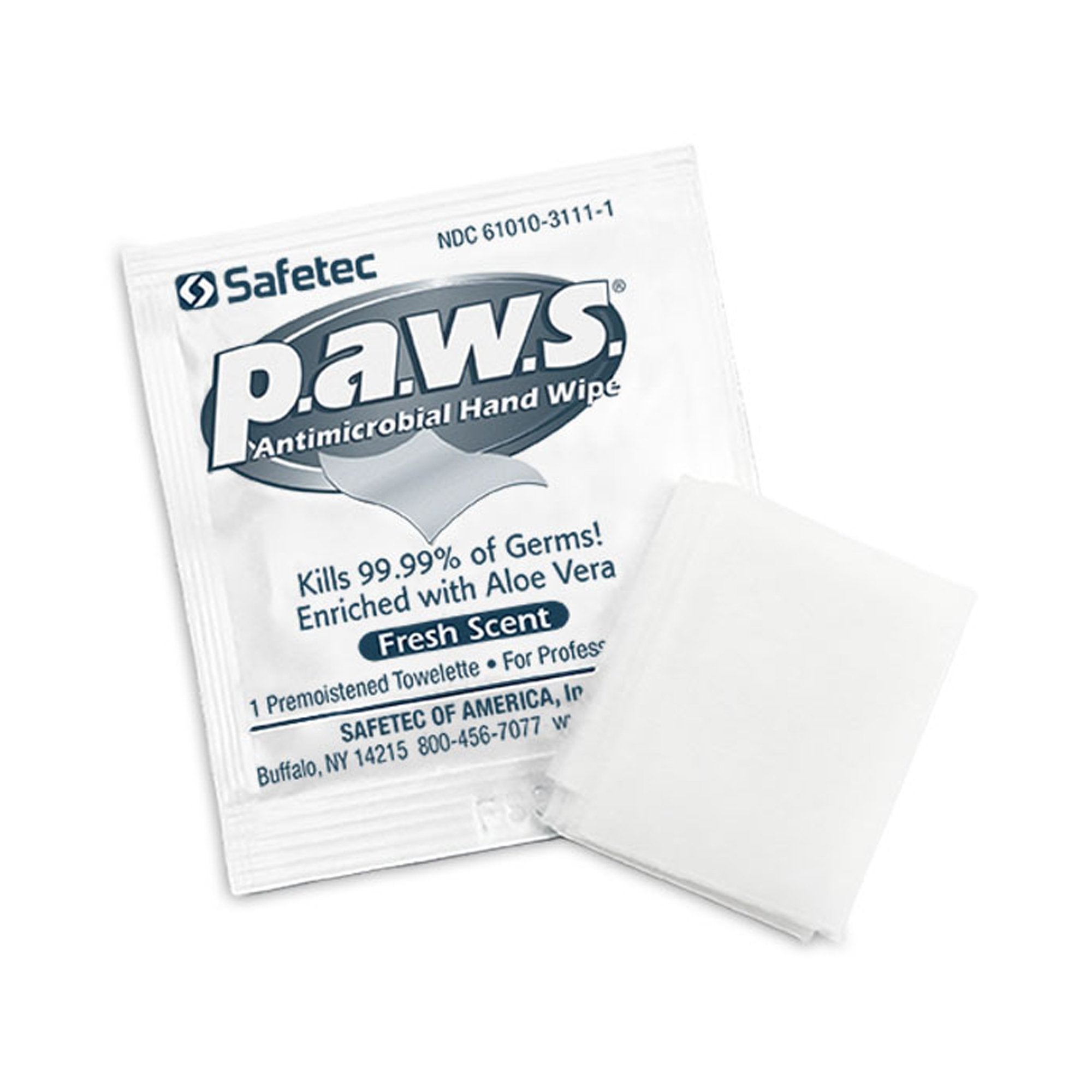 Safetec of America P.A.W.S. Hand Sanitizing Wipes, Individual Packets (1000/CS)