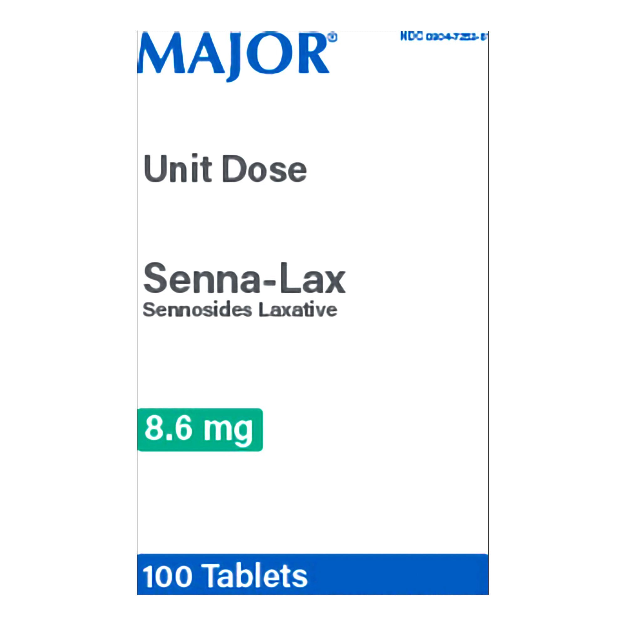 Major Senna-Lax Sennosides Laxative, 8.6 mg strength Tablets (Box of 100)
