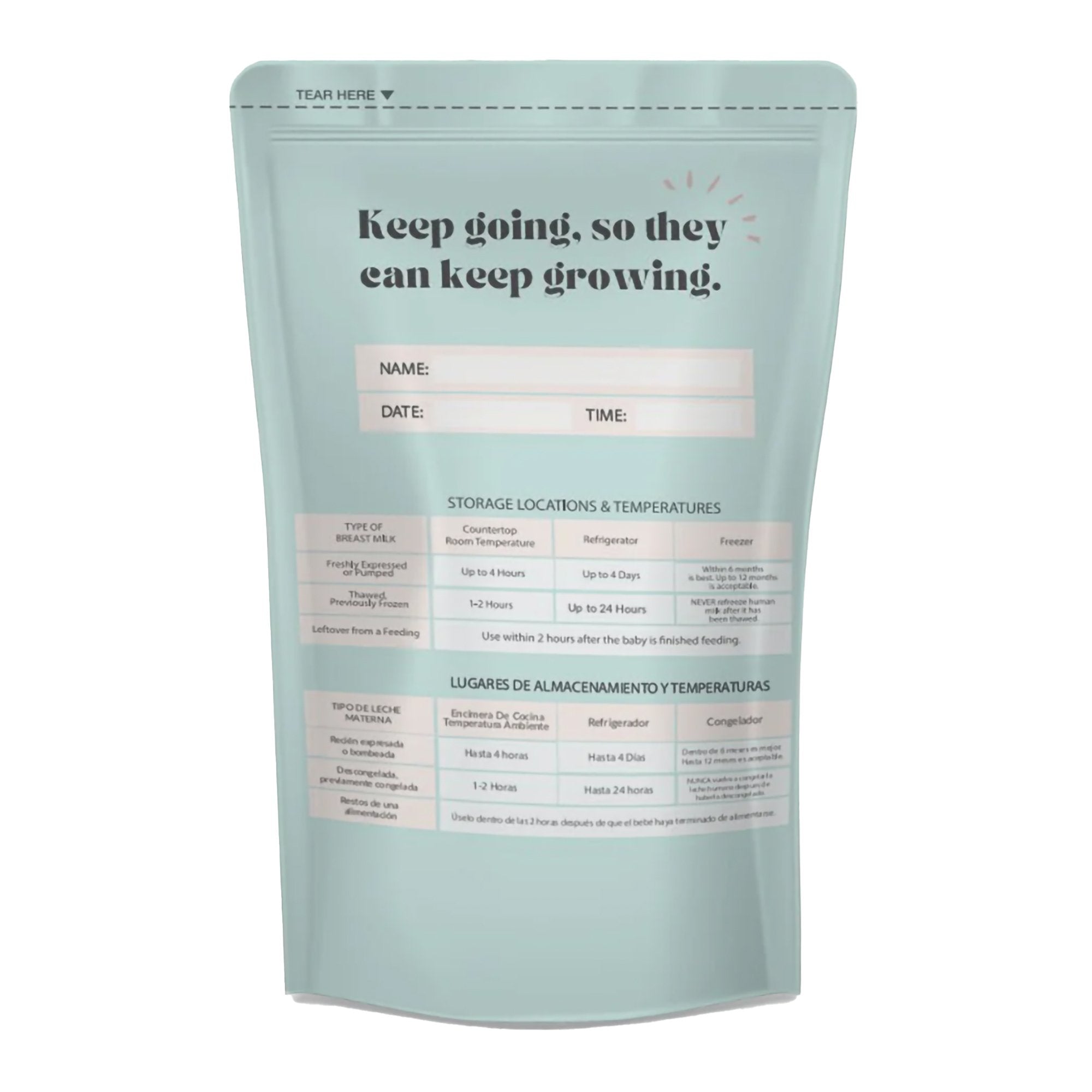 Zev Supplies Corp Breast Milk Storage Bag Zomee 8 oz. Food Grade Plastic Clear / Green (2000/CS)