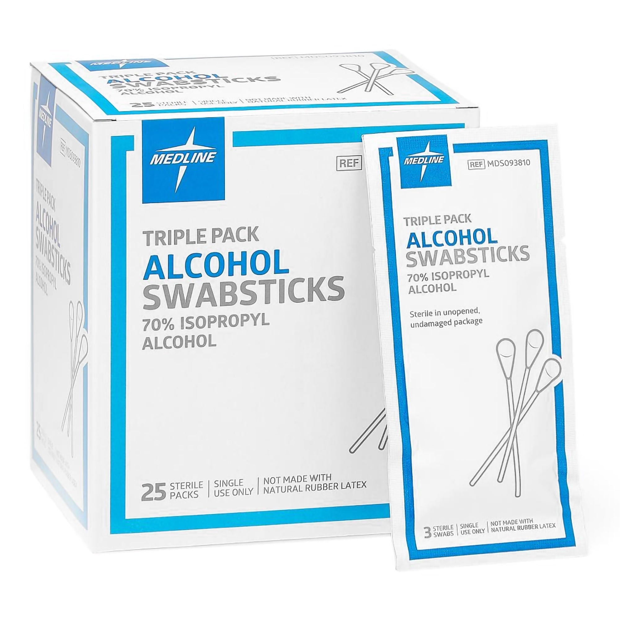 Impregnated Swabstick 70% Strength Isopropyl Alcohol Individual Packet Sterile (Case of 750)