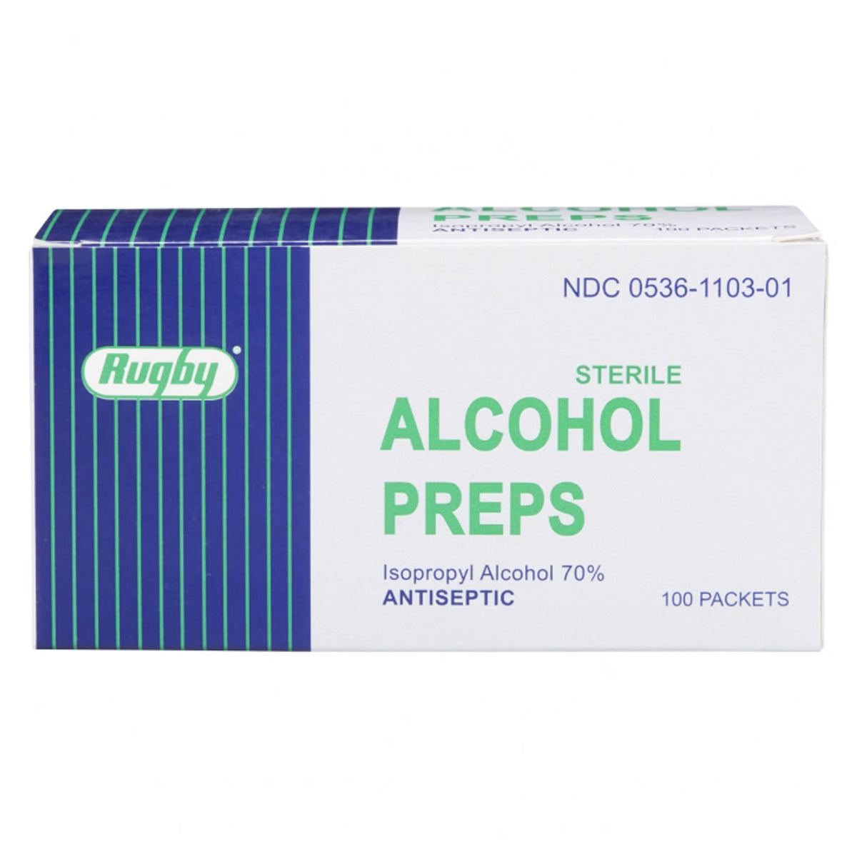 Alcohol Prep Pad Rugby 70% Strength Isopropyl Alcohol Individual Packet Sterile (Box of 100)