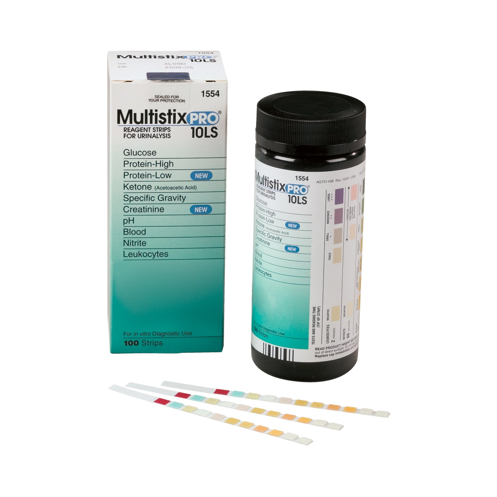 Multistix PRO 10 LS Urinalysis Reagent, General Chemistry tests (Case of 24)
