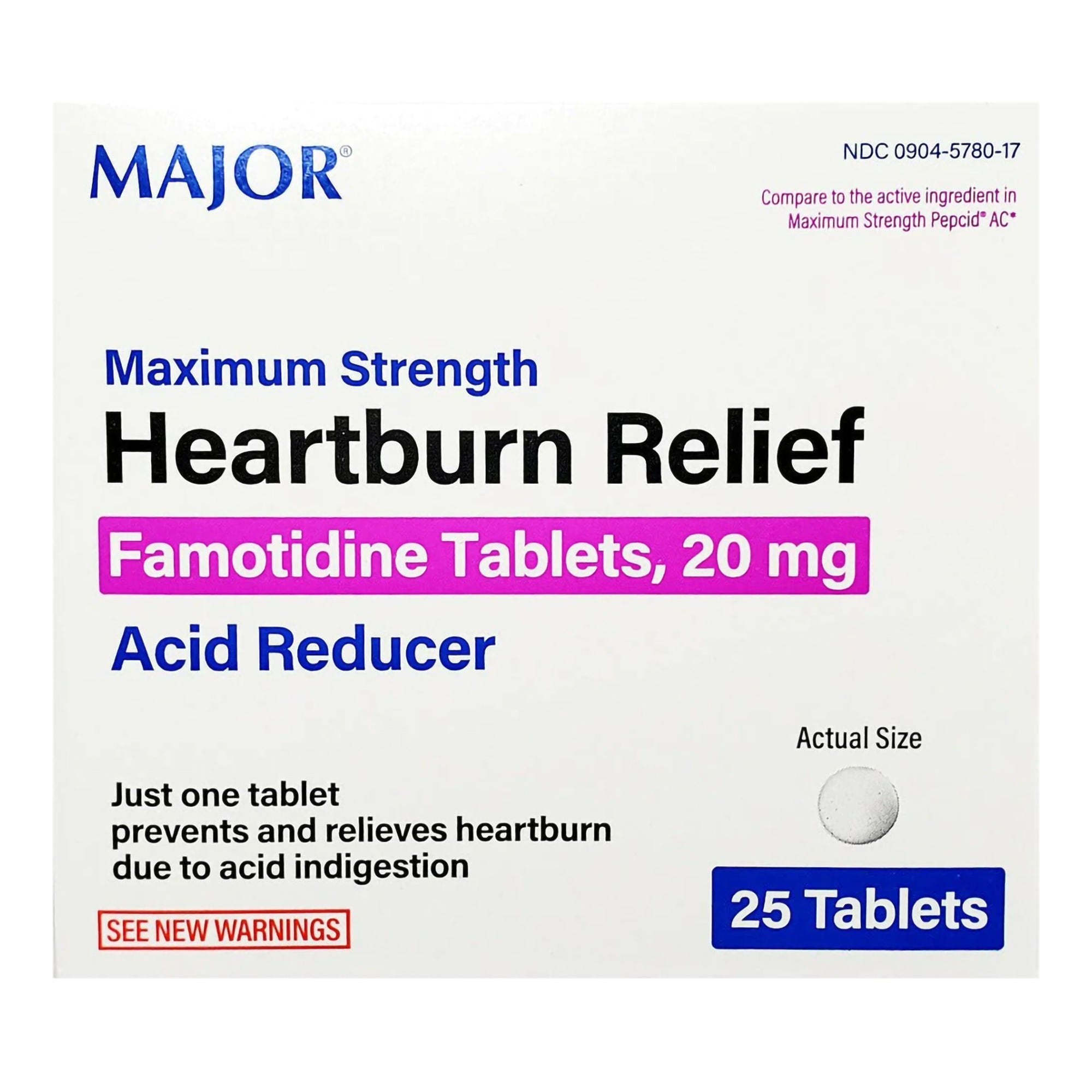 Antacid Major 20 mg Strength Tablet 25 per Box (Carton of 25)