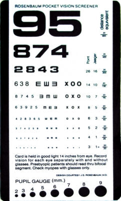 Graham-Field Eye Chart, Rosenbaum Pocket Vision Screener Card, Grafco