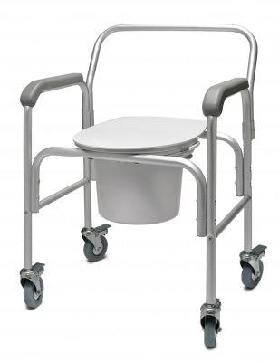 Graham-Field 3-In-1 Aluminum Commode - Back Bar And Casters withBackrest