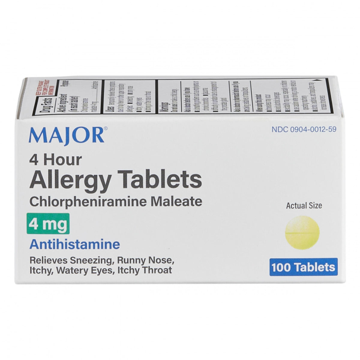 Chlorpheniramine Maleate 4 mg Tablet 100 Tablets (Bottle of 100)