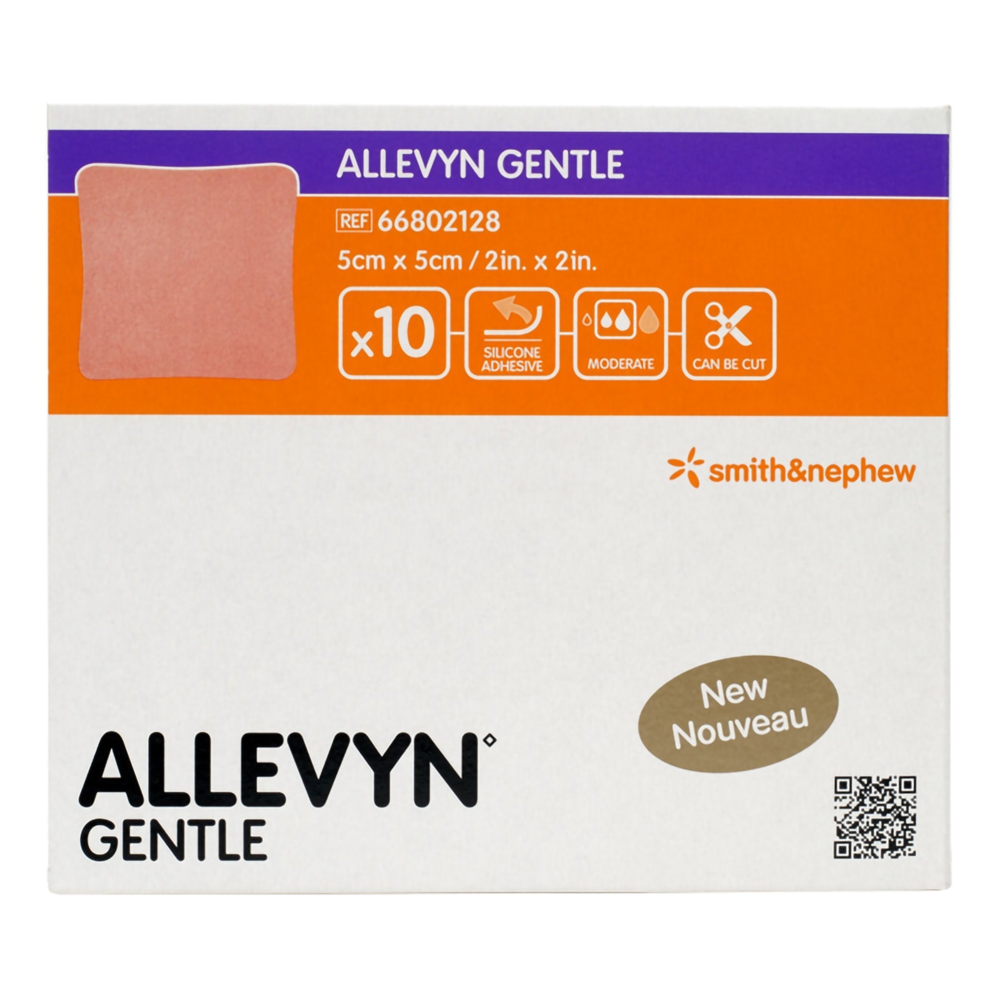 Smith & Nephew Allevyn Gentle Border Silicone Foam Dressing, 2 x 2 Inch (60/CS)