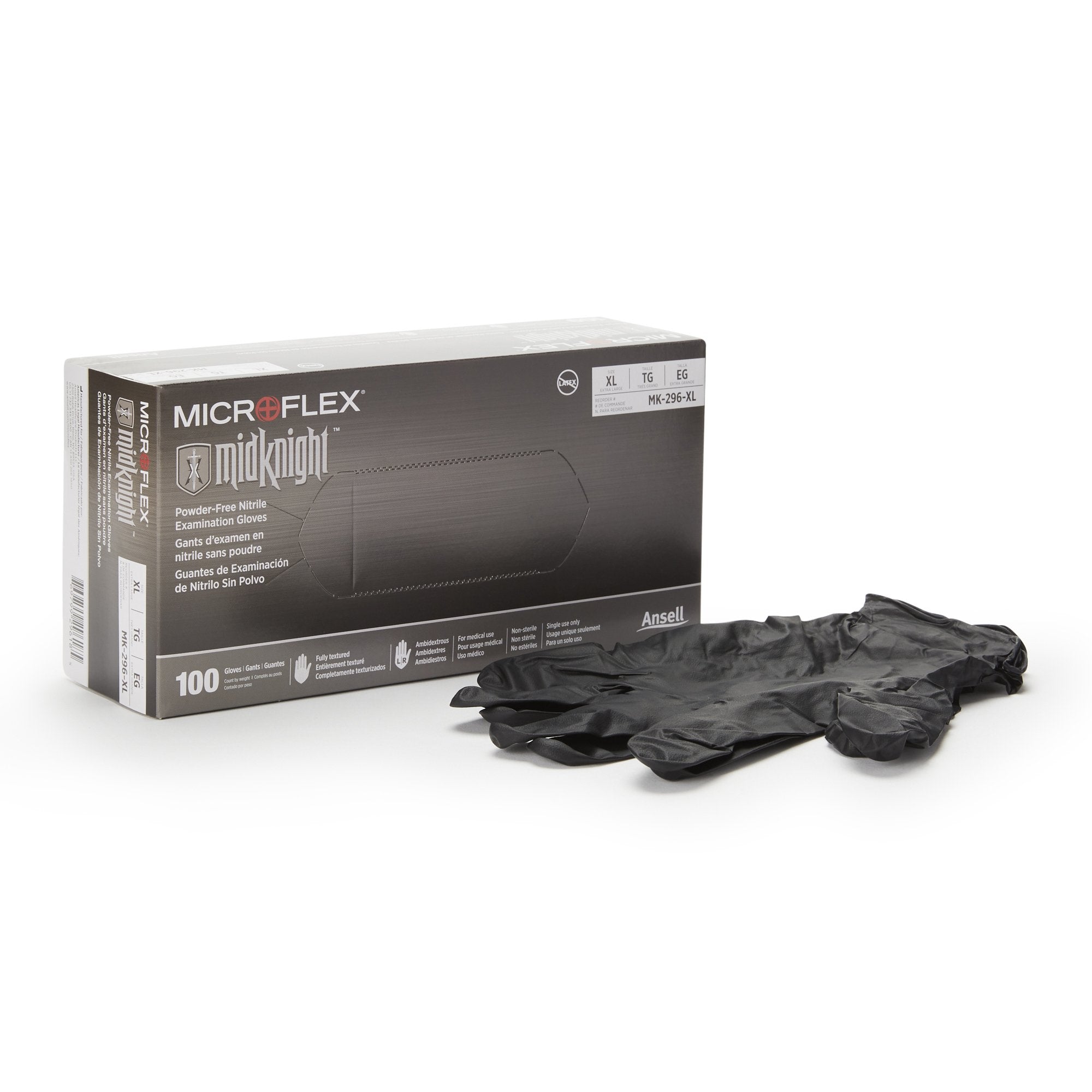 Microflex Medical Microflex MidKnight Nitrile Exam Glove, Extra Large, Black (10/CS)