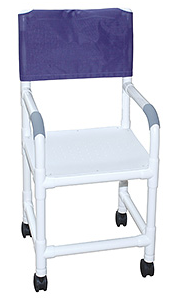 MJM International Shower chair 15" internal width, 3" twin casters,closed front seat, folding capacity, 200 lbs wt cap