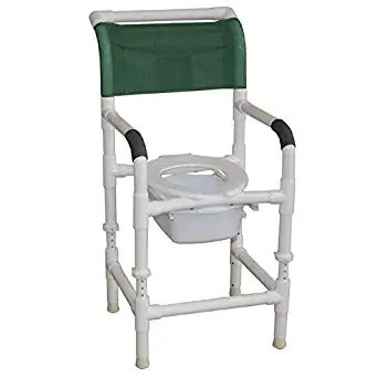 MJM International Adjustable Height Shower Chair 18" Internal Width, Open Front Seat, No Casters, 250 Lbs Wt Ap