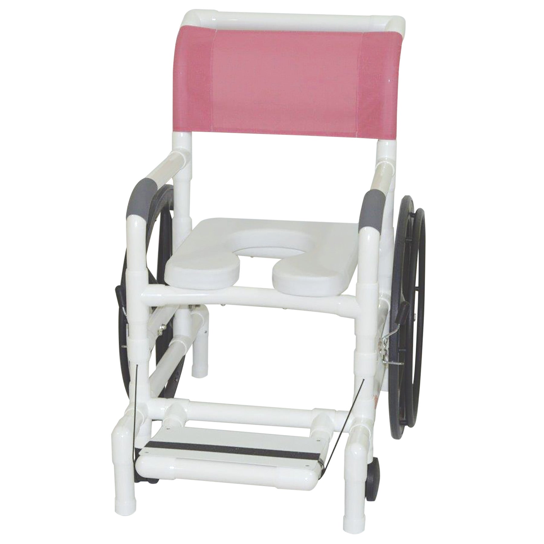 MJM International Self-Propelled "Aquatic / Rehab. Shower Transport Chair 18" Int. Width, with 24" Rear Wheels, Open Front Soft Seat (with Footrest), 350 Lbs Weight Capacity