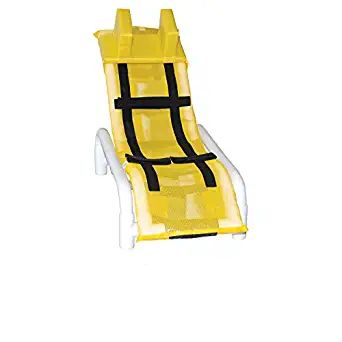 MJM International Reclining bath/shower chair (MEDIUM), no base no casters, w/ head bolster 130 lbs wt cap