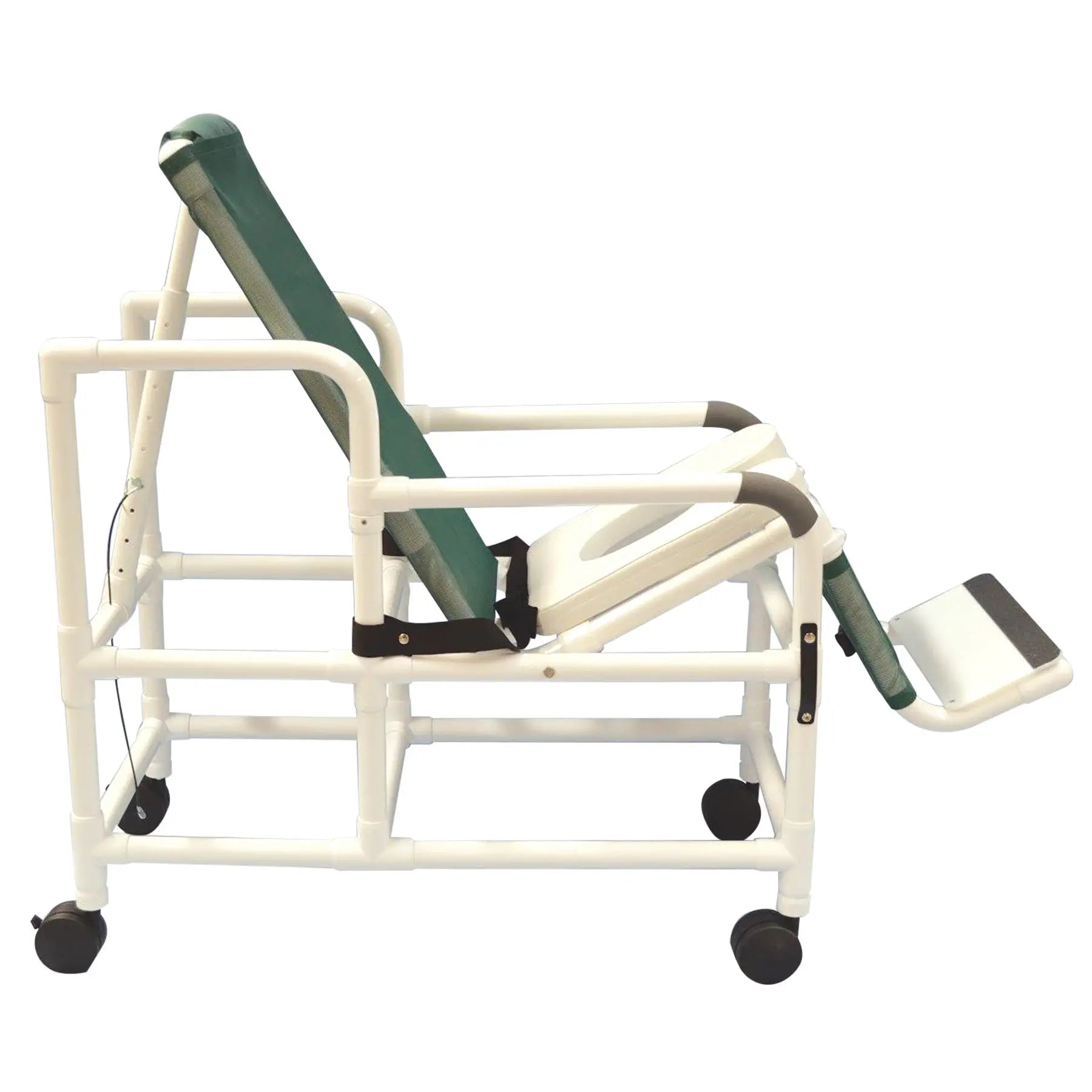 MJM International Tilt "n" Space Shower Chair with Open Front Soft Seat,Buckle Safety Belt, and Double Drop Arm, 250 Lbs Weight Capacity