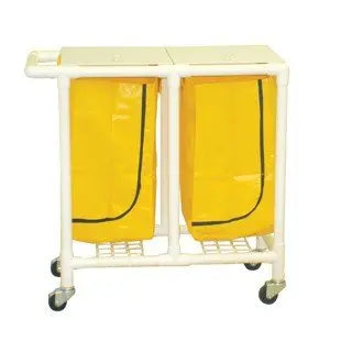 MJM International NON- Magnetic Double hamper w/mesh bags (14.46 gal cap per bag) zipper opening, base support for bag, push-pull handle